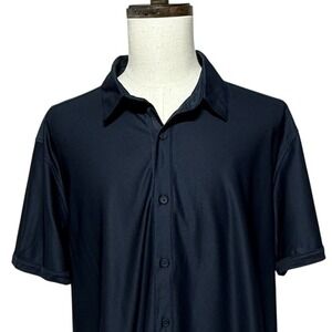 VRST Shirt Mens XXL Blue‎ Short Sleeve Button Up Stretch Flex Golf Athletic
